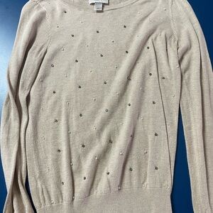 Elegant Beige Sweater with Embellishments